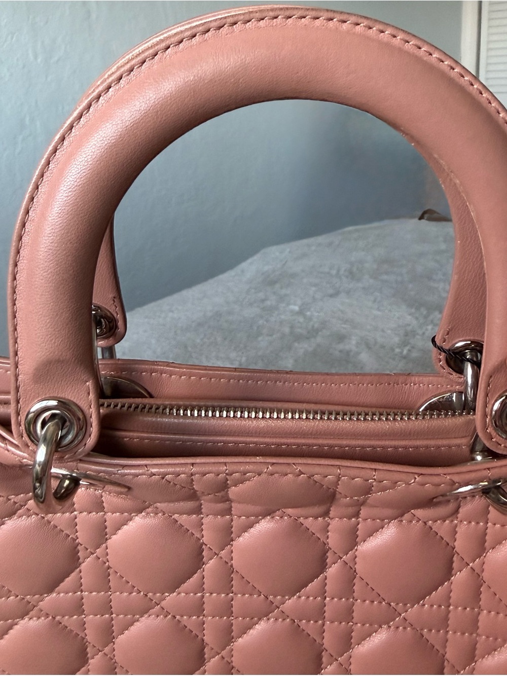 Christian Dior Large LADY DIOR Bag Pristine in Powder Pink Lambskin 💖 - Picture 10 of 14